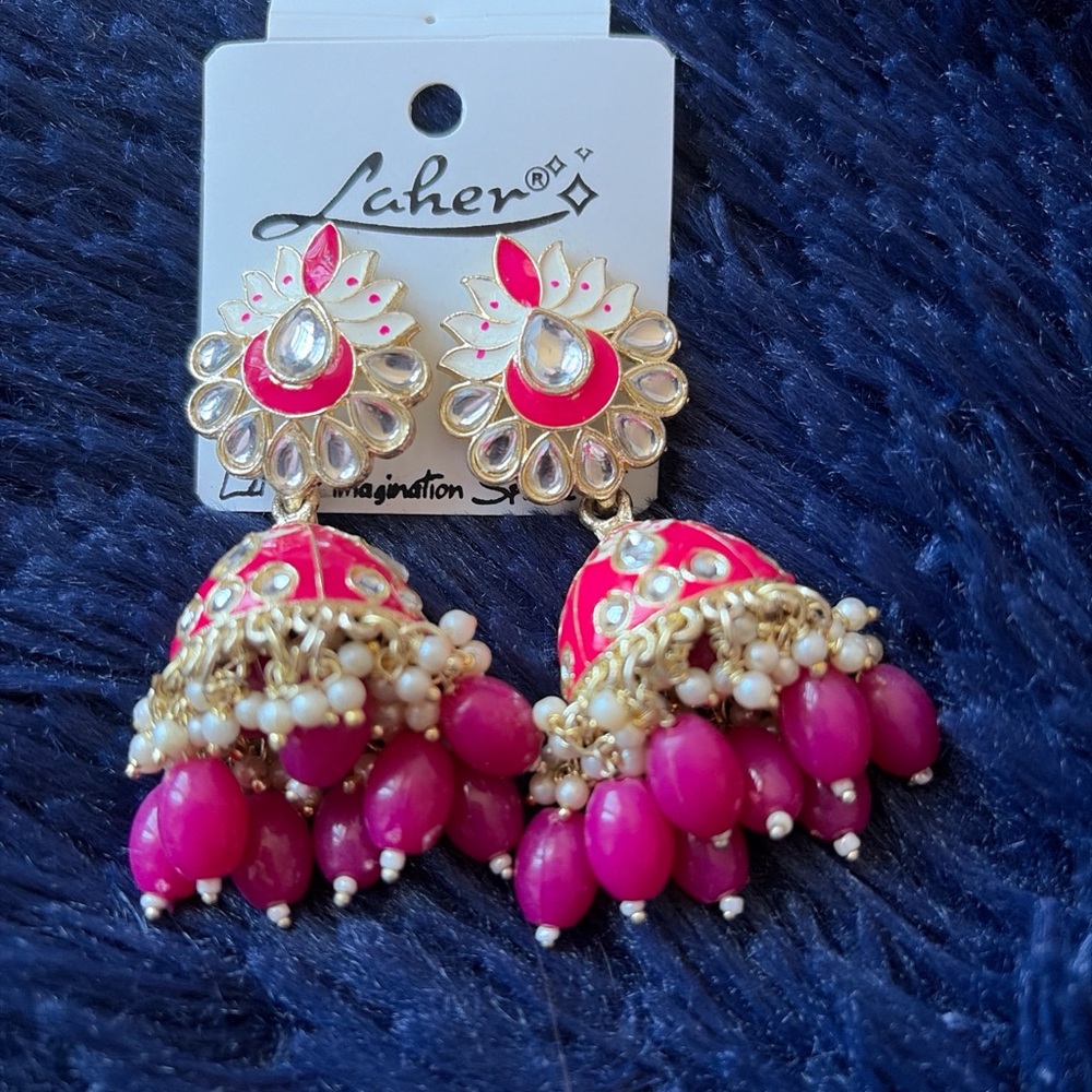 Pink and Gold Earrings